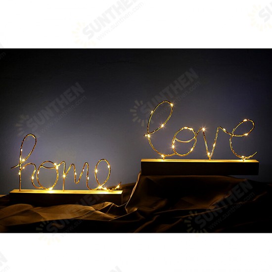 Wood Mini LED Night Light Home Love Desktop Letter Lamp Home Party Decor