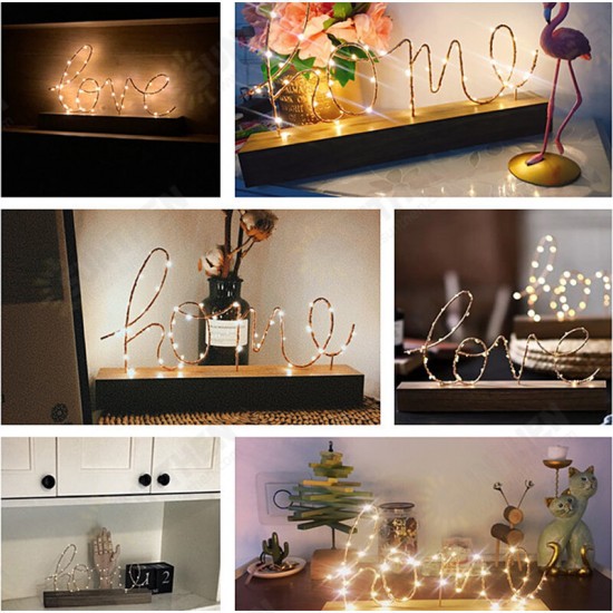 Wood Mini LED Night Light Home Love Desktop Letter Lamp Home Party Decor