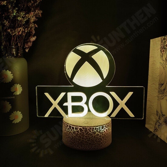 Xbox Game Icon 3D Illusion Lamp Gaming Room Desktop Setup LED Sensor Lights Color Changing Computer Backlight Room Decoration