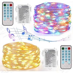 50/100LEDs 32.8ft Christmas Decorative LED String Lights Sound Activated Music 12 Modes Waterproof Silver Wire Multicolor USB Powered Fairy Lights with Remote Control 50/100LEDs 32.8ft Christmas Decorative LED String Lights Sound Activated Music 12 Modes Waterproof Silver Wire Multicolor USB Powered Fairy Lights with Remote Control
