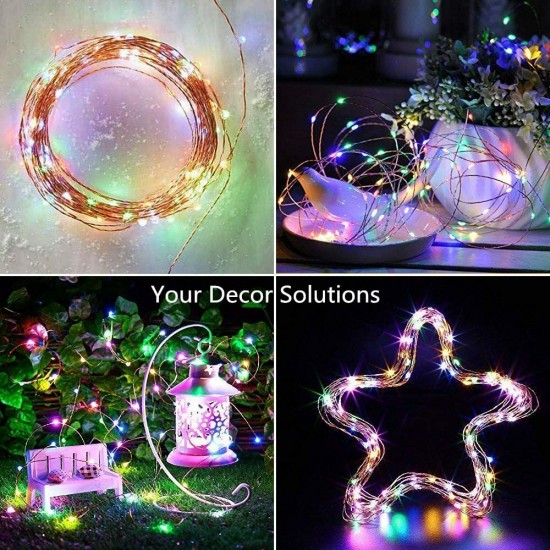 50/100LEDs 32.8ft Christmas Decorative LED String Lights Sound Activated Music 12 Modes Waterproof Silver Wire Multicolor USB Powered Fairy Lights with Remote Control