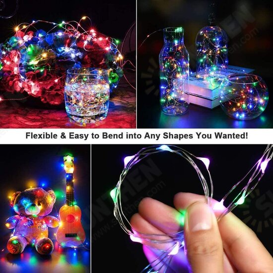 50/100LEDs 32.8ft Christmas Decorative LED String Lights Sound Activated Music 12 Modes Waterproof Silver Wire Multicolor USB Powered Fairy Lights with Remote Control