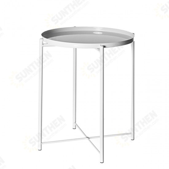 44*52cm Round Side End Coffee Table Steel Tray Metal Side Desk Furniture for Home Bedside Storage Supplies