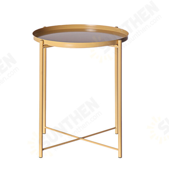 44*52cm Round Side End Coffee Table Steel Tray Metal Side Desk Furniture for Home Bedside Storage Supplies