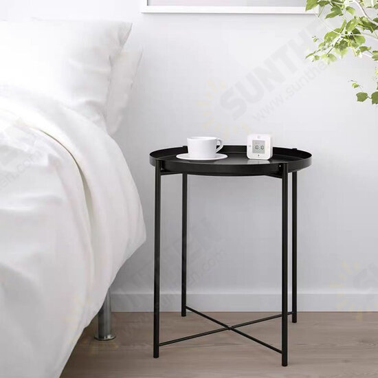 44*52cm Round Side End Coffee Table Steel Tray Metal Side Desk Furniture for Home Bedside Storage Supplies