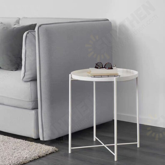 44*52cm Round Side End Coffee Table Steel Tray Metal Side Desk Furniture for Home Bedside Storage Supplies