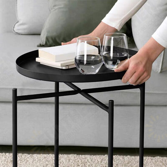 44*52cm Round Side End Coffee Table Steel Tray Metal Side Desk Furniture for Home Bedside Storage Supplies