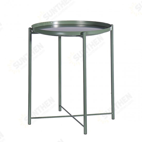 44*52cm Round Side End Coffee Table Steel Tray Metal Side Desk Furniture for Home Bedside Storage Supplies