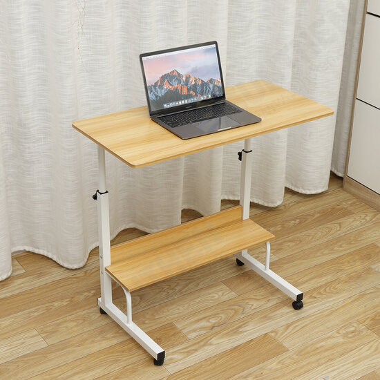 Adjustable Laptop Desk Movable Bed Desk Writing Small Desk Lifting Desk Mobile Bedside Table for Home Dormitory