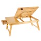 Bamboo Laptop Notebook Bed Desk Table Holder Sofa Tray Cooling Stand With Drawer