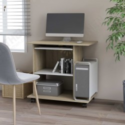 Computer Desk White and Sonoma Oak 31.5inchx19.7inchx29.5inch Chipboard Computer Desk White and Sonoma Oak 31.5inchx19.7inchx29.5inch Chipboard
