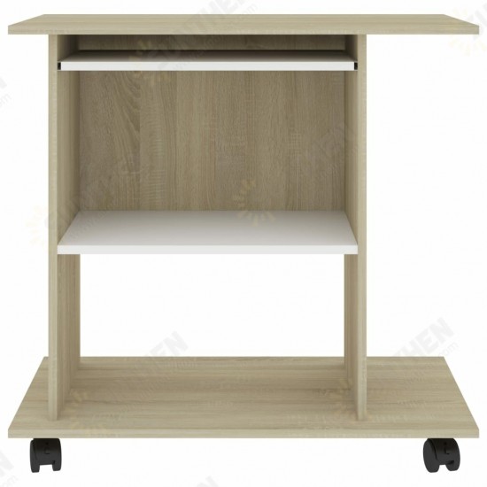 Computer Desk White and Sonoma Oak 31.5inchx19.7inchx29.5inch Chipboard