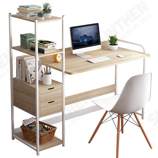 Computer Laptop Desk Writing Study Table Bookshelf Desktop Workstation with Storage Shelf Drawers Home Office Furniture