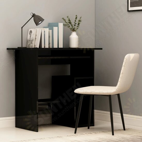 Desk High Gloss Black 31.5inchx17.7inchx29.1inch Engineered Wood