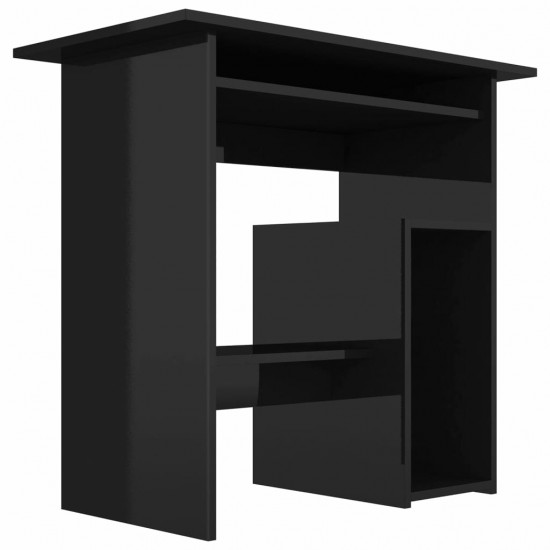 Desk High Gloss Black 31.5inchx17.7inchx29.1inch Engineered Wood