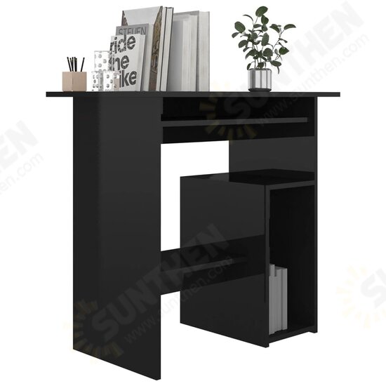 Desk High Gloss Black 31.5inchx17.7inchx29.1inch Engineered Wood