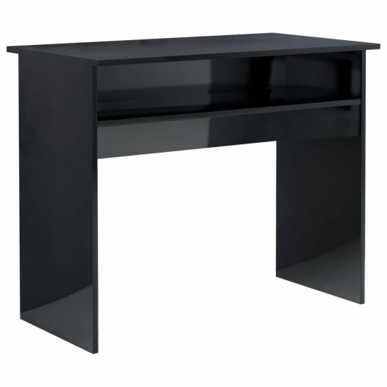 Desk High Gloss Black 35.4inchx19.7inchx29.1inch Engineered Wood