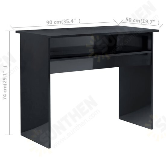 Desk High Gloss Black 35.4inchx19.7inchx29.1inch Engineered Wood