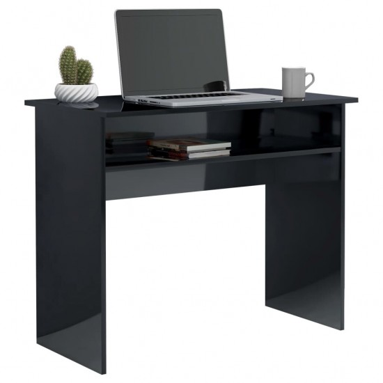Desk High Gloss Black 35.4inchx19.7inchx29.1inch Engineered Wood