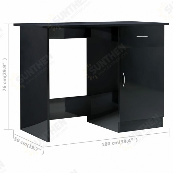 Desk High Gloss Black 39.4inchx19.7inchx29.9inch Engineered Wood