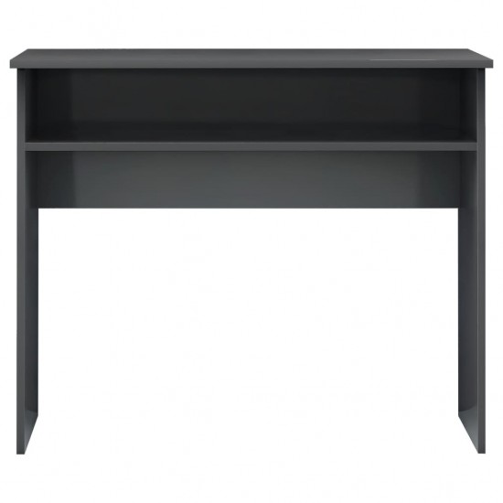 Desk High Gloss Gray 35.4inchx19.7inchx29.1inch Engineered Wood