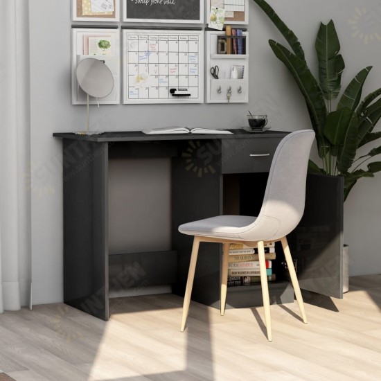 Desk High Gloss Gray 39.4inchx19.7inchx29.9inch Engineered Wood