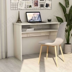Desk High Gloss White 35.4inchx19.7inchx29.1inch Engineered Wood Desk High Gloss White 35.4inchx19.7inchx29.1inch Engineered Wood