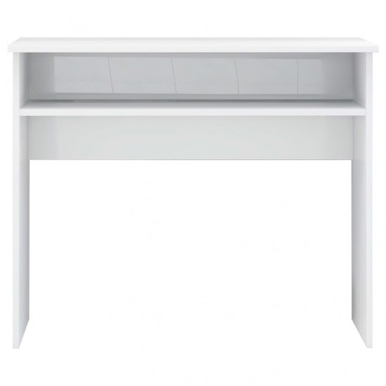 Desk High Gloss White 35.4inchx19.7inchx29.1inch Engineered Wood