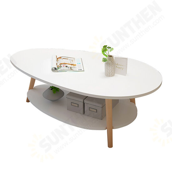 Double Layers Coffee Table Modern Laptop Desk Living Room Round Table Writing Study Table Storage Rack Shelf