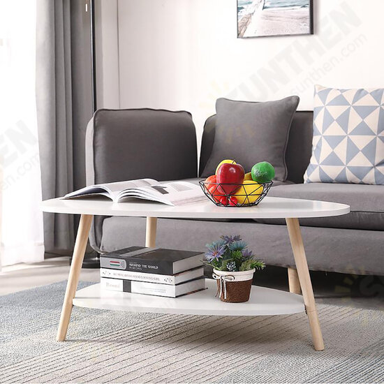 Double Layers Coffee Table Modern Laptop Desk Living Room Round Table Writing Study Table Storage Rack Shelf