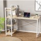 DL-OD05 47.3inch Large Desktop H-Shaped Computer Laptop Desk 15mm E1MDF X-Shaped Sturdy Steel Structure with 4 Tiers Bookshelf Perfect for Home Office