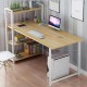 DL-OD05 47.3inch Large Desktop H-Shaped Computer Laptop Desk 15mm E1MDF X-Shaped Sturdy Steel Structure with 4 Tiers Bookshelf Perfect for Home Office