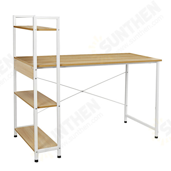 DL-OD05 47.3inch Large Desktop H-Shaped Computer Laptop Desk 15mm E1MDF X-Shaped Sturdy Steel Structure with 4 Tiers Bookshelf Perfect for Home Office