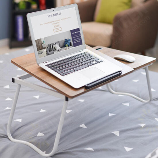 Foldable Bed Tray 26 inches Laptop Desk Adjustable Bed Table with Storage Slots Tablet Phone Holder For Home Office Studying