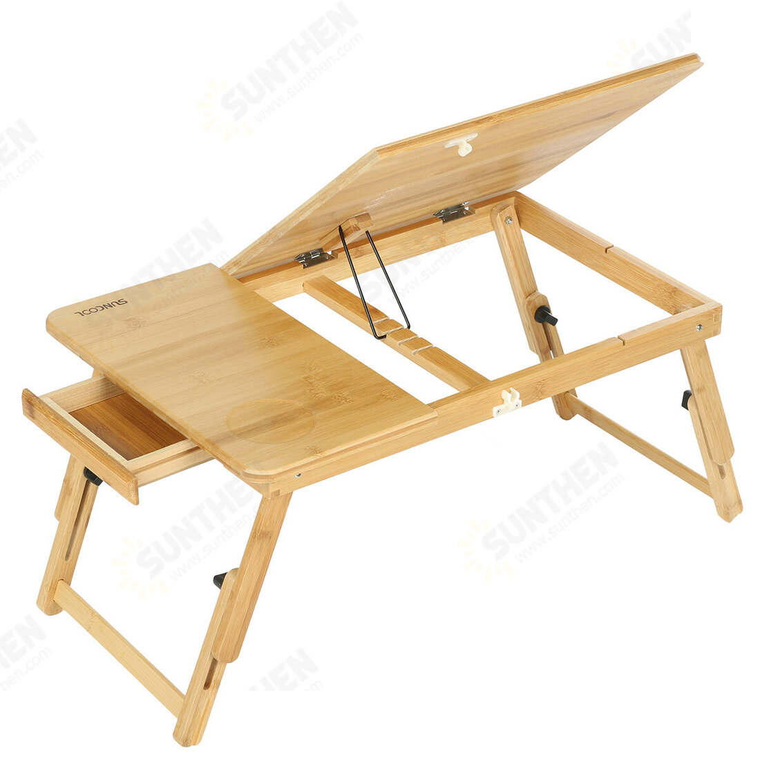 Foldable Laptop Desk Portable Height Adjustable Computer Stand Bamboo Tea Serving Tray Bed