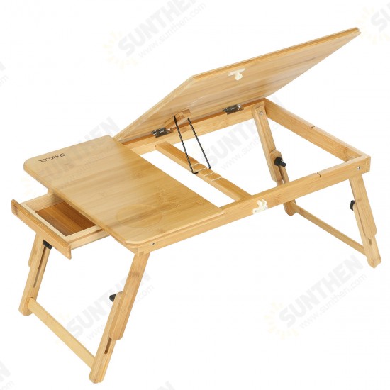 Foldable Laptop Desk Portable Height Adjustable Computer Stand Bamboo Tea Serving Tray Bed Dining Table Laptop Notebook Table