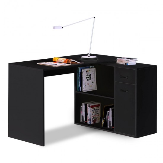 Computer Desk Rotating Corner Computer Desk With Drawers Shelf for Home Office Living Room 180 Degree Design