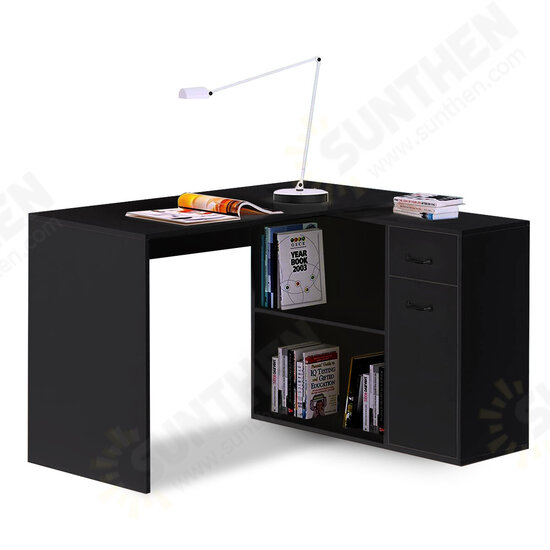 Computer Desk Rotating Corner Computer Desk With Drawers Shelf for Home Office Living Room 180 Degree Design