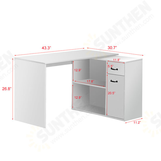 Computer Desk Rotating Corner Computer Desk With Drawers Shelf for Home Office Living Room 180 Degree Design