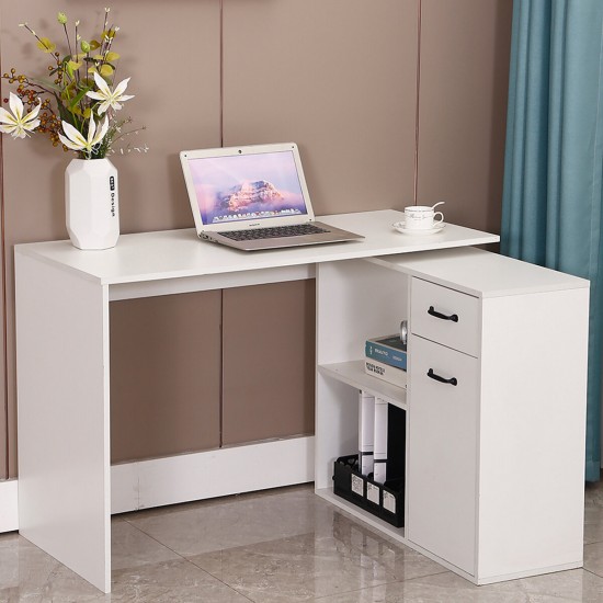 Computer Desk Rotating Corner Computer Desk With Drawers Shelf for Home Office Living Room 180 Degree Design