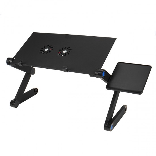 Laptop Desk Aluminum Alloy Folding Computer Notebook Desk Bed Laptop Table with Cooling Stand and Mouse Tray