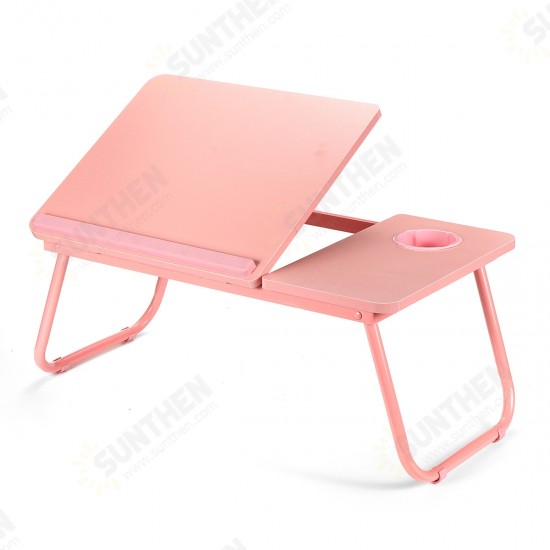 Liftable Folding Computer Desk Laptop Stand 4 Heights Adjustable with Cup Holder Lap Bed Table Tray Breakfast Table