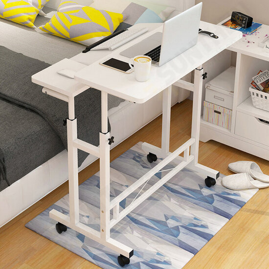 Lifting Laptop Table Adjustable Height Desk Standing Computer Table with Wheel Mobile Bedside Table for Home Office