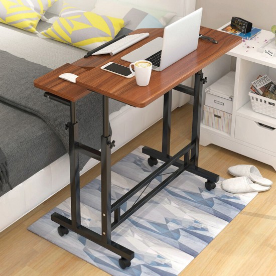 Lifting Laptop Table Adjustable Height Desk Standing Computer Table with Wheel Mobile Bedside Table for Home Office