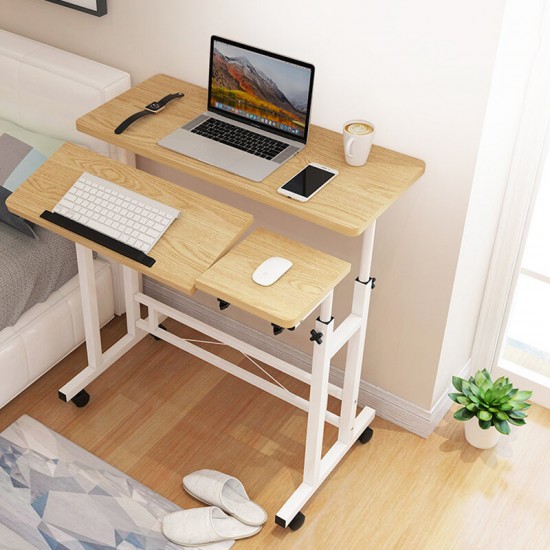 Lifting Laptop Table Adjustable Height Desk Standing Computer Table with Wheel Mobile Bedside Table for Home Office