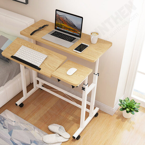 Lifting Laptop Table Adjustable Height Desk Standing Computer Table with Wheel Mobile Bedside Table for Home Office