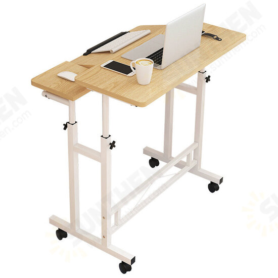 Lifting Laptop Table Adjustable Height Desk Standing Computer Table with Wheel Mobile Bedside Table for Home Office