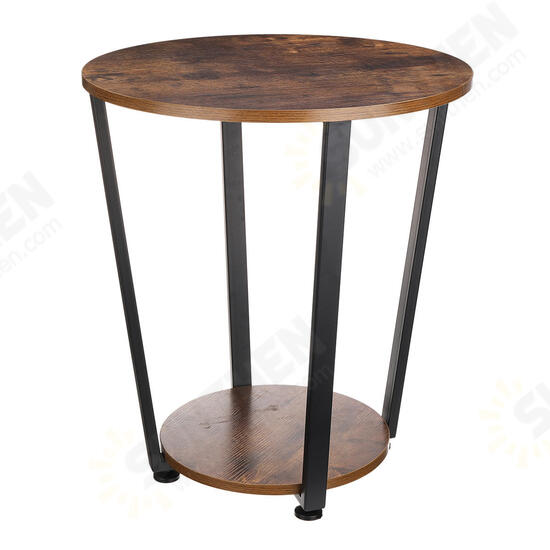 Industrial End Table Metal Side Table Laptop Desk Round Sofa Table with Storage Rack Easy Assembly Wooden Accent Furniture with Metal Frame ULET57X