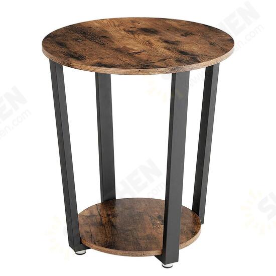 Industrial End Table Metal Side Table Laptop Desk Round Sofa Table with Storage Rack Easy Assembly Wooden Accent Furniture with Metal Frame ULET57X