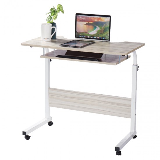 Mobile Rolling Computer Laptop Desk Bedside Workstation Height Adjustable Table Shelf